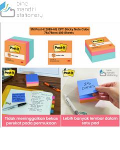 3M Post-it 2059-AQ CPT Sticky Note Cube 76x76mm 400 Sheets