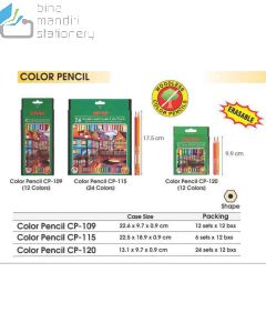 Joyko  CP-109  CP-115  CP-120 Pensil 12 24 Warna Bisa Hapus Erasable Color Pencil 