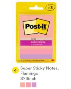 Contoh Alat Perlengkapan Kantor merk 3M Post-it , Gambar Produk 3M Post-it 3321-3SSJPFLA Super Sticky Note Flamingo 76x76mm 135 Sheets harga 22100 di Toko Peralatan Sekolah Murah