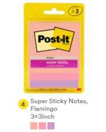 Contoh Alat Perlengkapan Kantor merk 3M Post-it , Gambar Produk 3M Post-it 3321-3SSJPFLA Super Sticky Note Flamingo 76x76mm 135 Sheets harga 22100 di Toko Peralatan Sekolah Murah