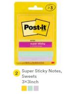 Contoh Alat Perlengkapan Kantor merk 3M Post-it , Gambar Produk 3M Post-it 3321-3SSJPSWT Super Sticky Note Sweet 76x76mm 135 Sheets harga 22100 di Toko Peralatan Sekolah Murah