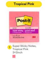 Contoh Alat Perlengkapan Kantor merk 3M Post-it , Gambar Produk 3M Post-it 654-1SSNP Super Sticky Note Tropical Pink 76x76mm 90 Sheets harga 15800 di Toko Peralatan Sekolah Murah